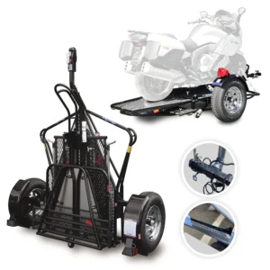 Go! Series Single Rail Folding Motorcycle Trailer with Deluxe Balanced Chrome Wheels